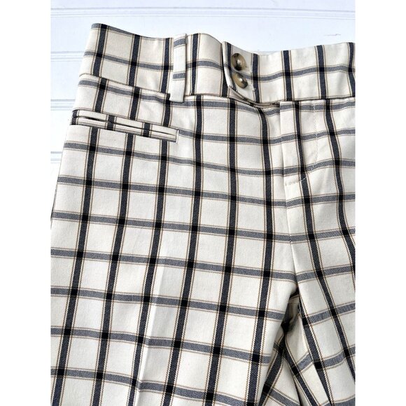ANTHROPOLOGIE Women's White Blue Plaid The Essential Slim Pant 0P - Picture 2 of 5